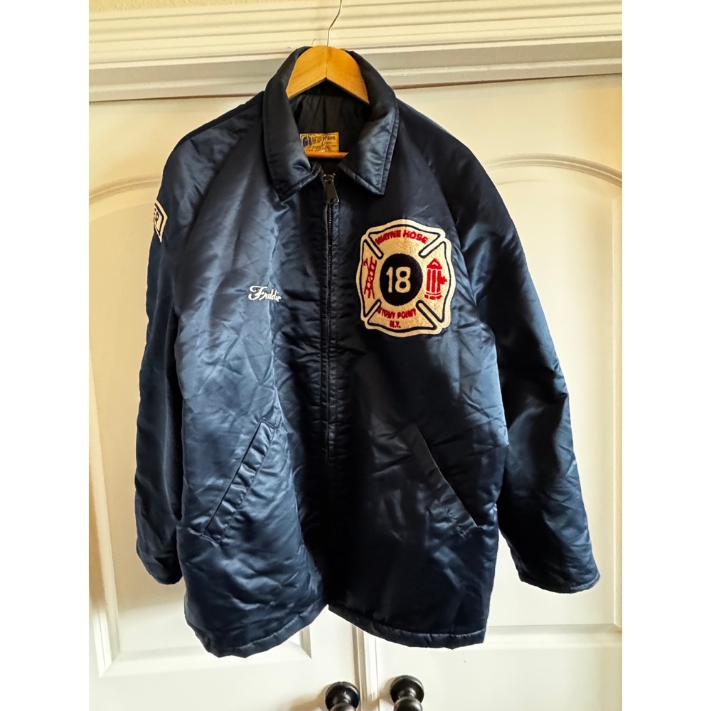 Vintage 60s 70s Hewitt Firefighter Jacket 48 Wayne Hose Stony Point NY Driver
